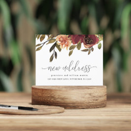 住所の変更の秋花束 案内ポストカード