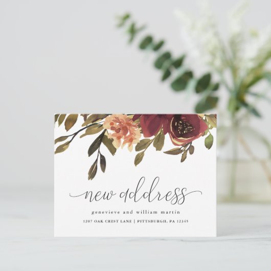 住所の変更の秋花束 案内ポストカード (スタンド正面)