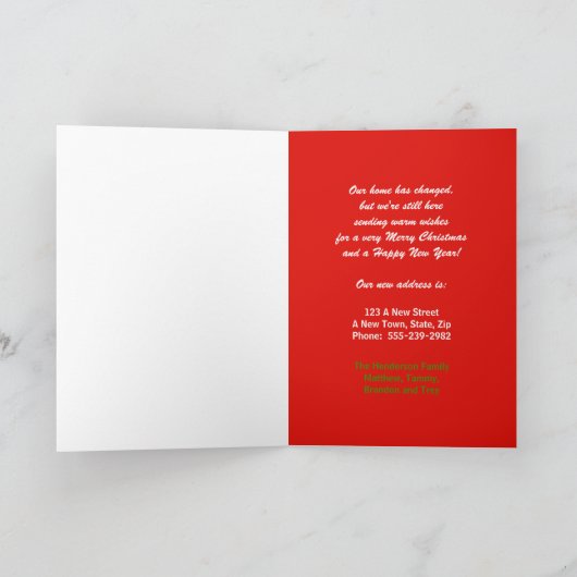 住所の変更の移動フォトクリスマスカード シーズンカード (内部)