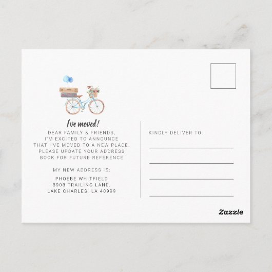 住所の変更の通知を移動した ポストカード (裏面)