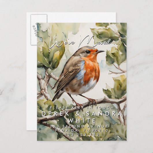 住所の変更は発表記事を移動した 案内ポストカード (正面/裏面)