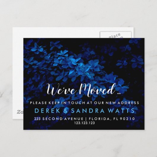 住所の変更は青い家を移動 案内ポストカード (正面/裏面)