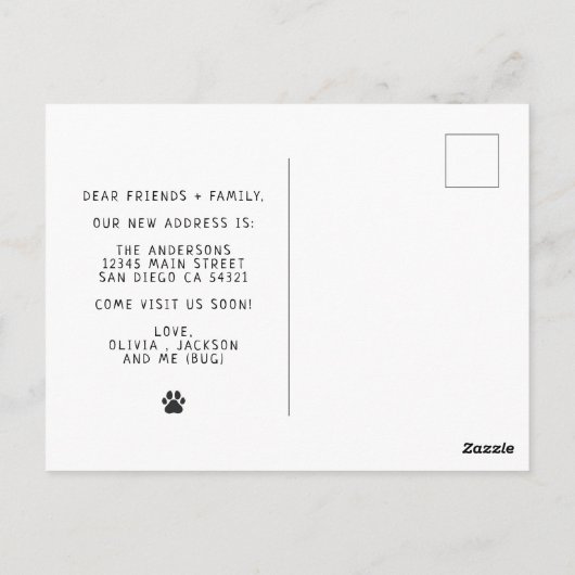 住所の変更を移動した犬写真はがき ポストカード (裏面)