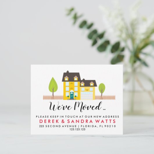 住所の変更イエローハウス我々は家を移動 案内ポストカード (スタンド正面)