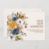 住所の変更イエローブルーラストオータムフローラ ポストカード (正面/裏面)