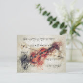 住所の変更ウォーターカラーバイオリオンシート音楽 ポストカード (スタンド正面)