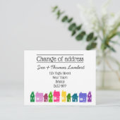 住所の変更カラフルな通り新しい家 案内ポストカード (スタンド正面)