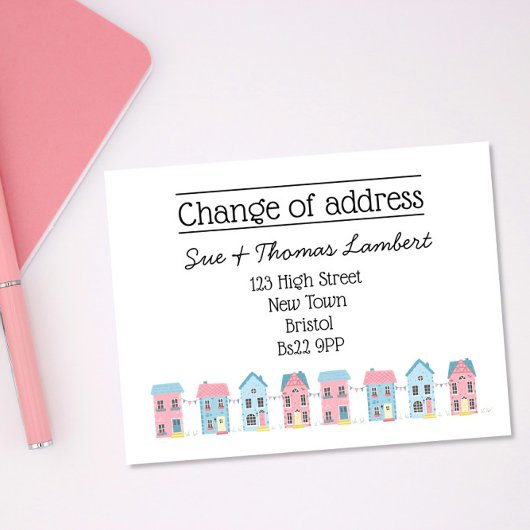 住所の変更カラフル通り新しいホーム 案内ポストカード