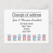 住所の変更カラフル通り新しいホーム 案内ポストカード (正面)