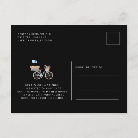 住所の変更ガーリーを移動した 案内ポストカード (裏面)