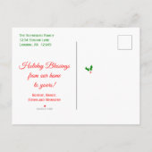 住所の変更クリスマスカードホリーと写真 案内ポストカード (裏面)