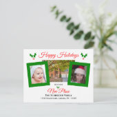 住所の変更クリスマスカードホリーと写真 案内ポストカード (スタンド正面)