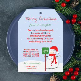 住所の変更クリスマスフラットカードラベル雪だるま シーズンカード