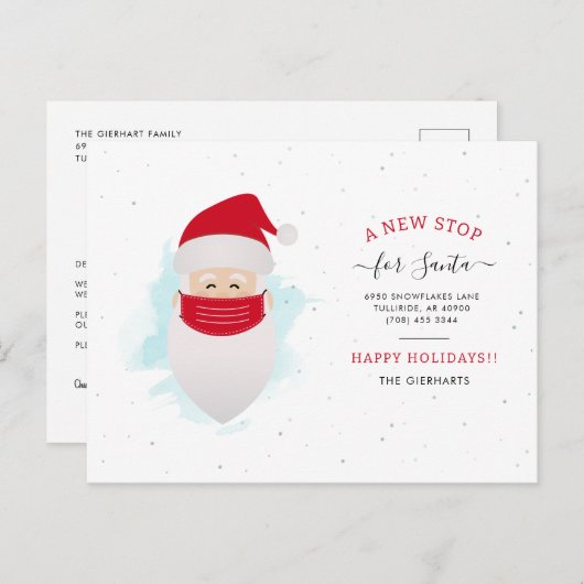 住所の変更クリスマス休暇の移動 案内ポストカード (正面/裏面)