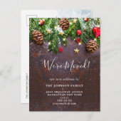 住所の変更クリスマス素朴休暇 案内ポストカード (正面/裏面)