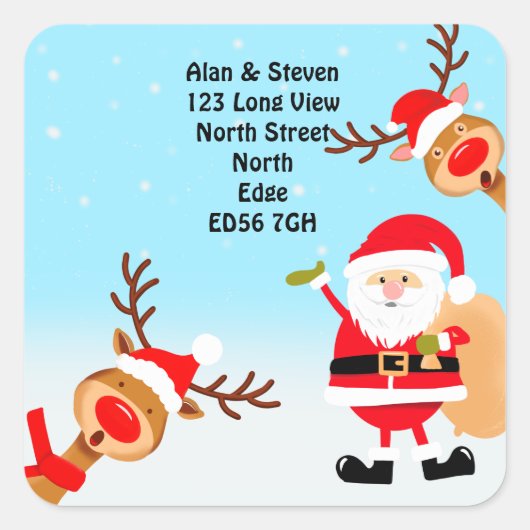 住所の変更クリスマス スクエアシール (正面)