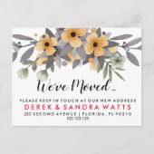 住所の変更グレーと黄色のフローラ 案内ポストカード (正面)