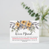 住所の変更グレーと黄色のフローラ 案内ポストカード (スタンド正面)