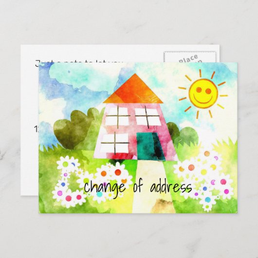 住所の変更サニーハウス 案内ポストカード (正面/裏面)