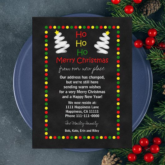 住所の変更シャルボードクリスマスツリー シーズンポストカード