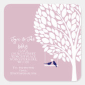 住所の変更ステッカーのファミリーツリー スクエアシール (正面)