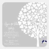 住所の変更ステッカーのファミリーツリー スクエアシール (正面)