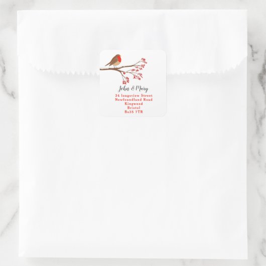 住所の変更ステッカーの休日ロビン スクエアシール (バッグ)