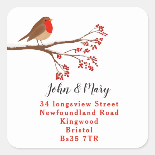 住所の変更ステッカーの休日ロビン スクエアシール (正面)