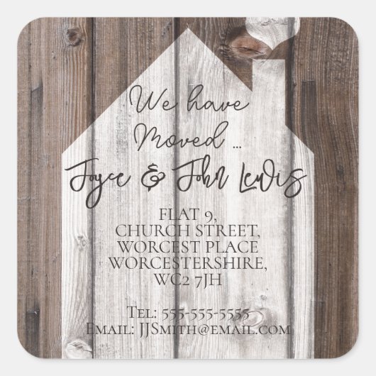 住所の変更ステッカー木造ハウス スクエアシール (正面)