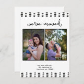 住所の変更ダブル写真白黒 案内ポストカード (正面/裏面)