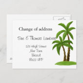 住所の変更ビーチテーマヤシの木 案内ポストカード (正面/裏面)