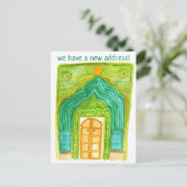 住所の変更ピーコックのドア水色 ポストカード (スタンド正面)