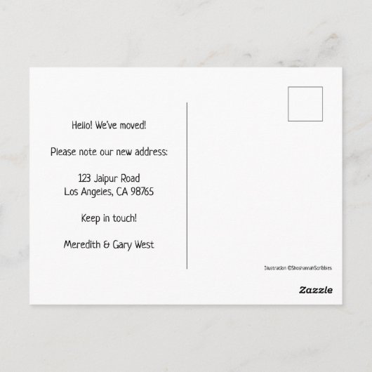 住所の変更ピーコックのドア水色 ポストカード (裏面)