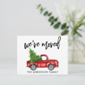 住所の変更ブラシスクリプト赤トラックツリー ポストカード (スタンド正面)