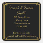 住所の変更ブラックと金ゴールドシール スクエアシール (正面)