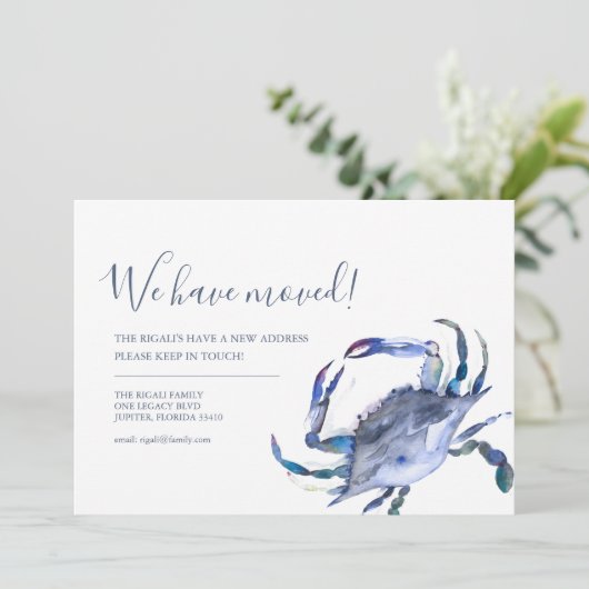 住所の変更ブルーカニ移動告知 案内状 (スタンド正面)