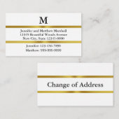 住所の変更ホワイト金ゴールド&ブラックモノグラム エンクロージャーカード (正面/裏面)