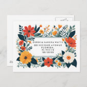 住所の変更ボタニカルイエロー 案内ポストカード (正面/裏面)