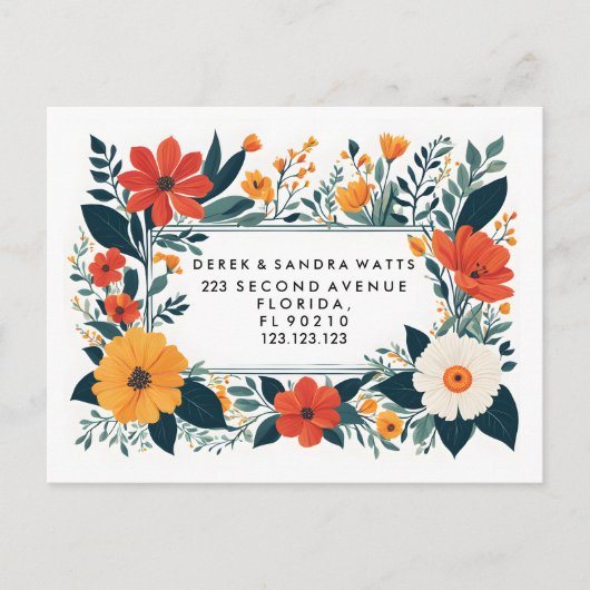 住所の変更ボタニカルイエロー 案内ポストカード (正面)