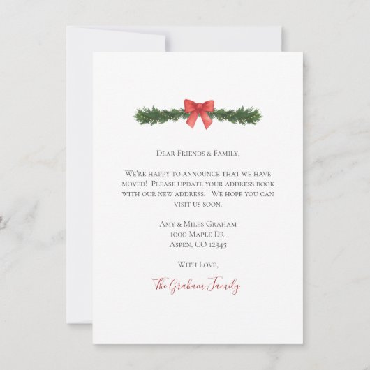 住所の変更メリークリスマスカード 招待状 (裏面)