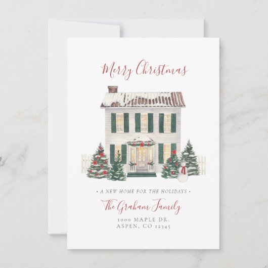 住所の変更メリークリスマスカード 招待状 (正面)