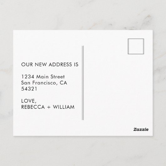 住所の変更モダン手書きスクリプト ポストカード (裏面)