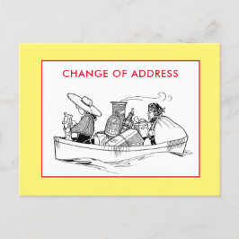 住所の変更ヴィンテージ船旅行者黄色 案内ポストカード