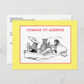 住所の変更ヴィンテージ船旅行者黄色 案内ポストカード (正面/裏面)