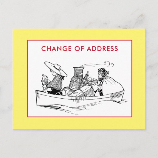 住所の変更ヴィンテージ船旅行者黄色 案内ポストカード (正面)