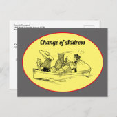 住所の変更ヴィンテージ行ボート黄灰色 案内ポストカード (正面/裏面)
