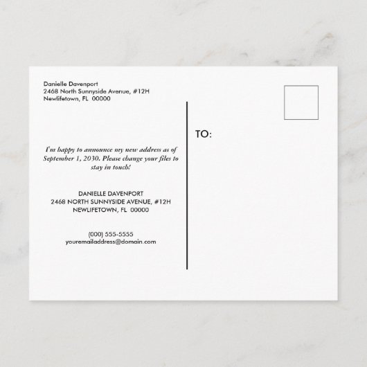 住所の変更ヴィンテージ行ボート黄灰色 案内ポストカード (裏面)