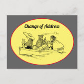 住所の変更ヴィンテージ行ボート黄灰色 案内ポストカード (正面)