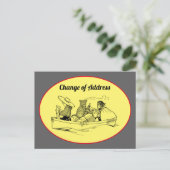 住所の変更ヴィンテージ行ボート黄灰色 案内ポストカード (スタンド正面)