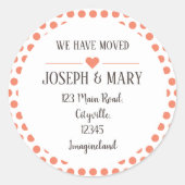 住所の変更桃水玉模様 ラウンドシール (正面)